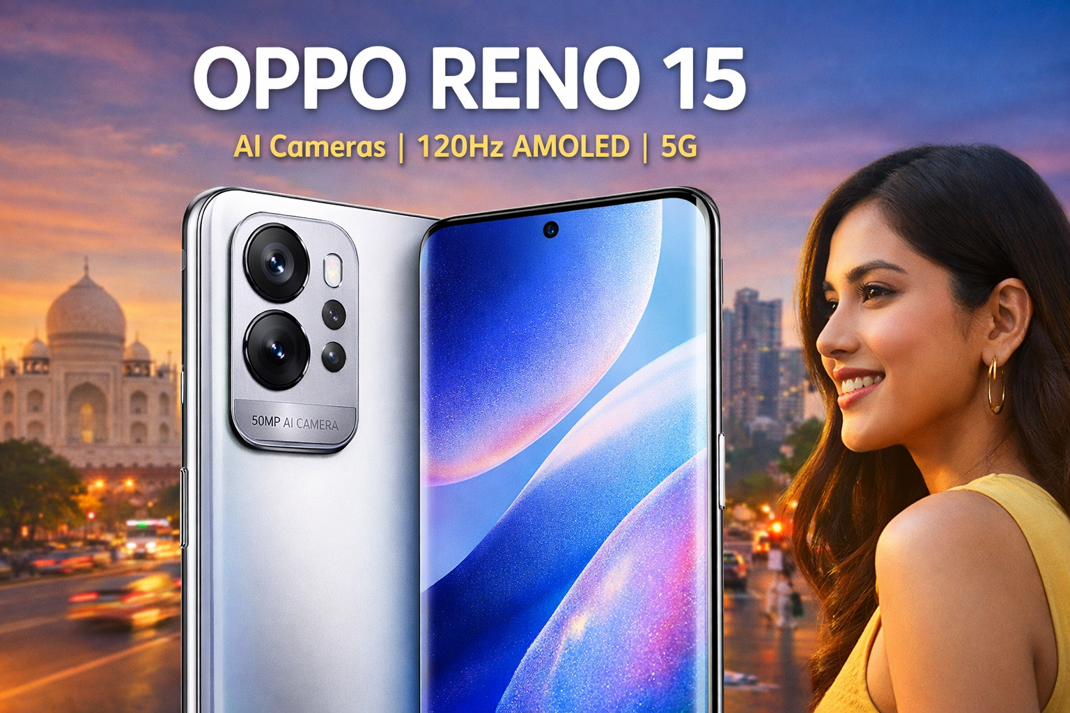 Oppo Reno 15 smartphone with AI camera and AMOLED display in India